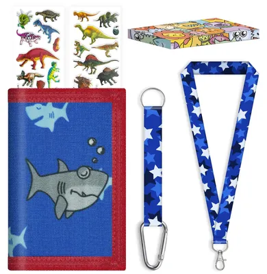 Productafbeelding van Kindermuntenportemonnee met stickers en sleutelhanger, verpakt in een cadeauverpakking