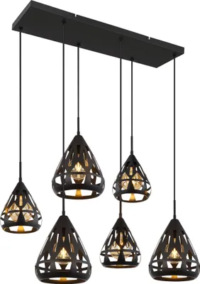 Produktbild von Globo Lighting Hängeleuchte Metall schwarz matt, 6x E27