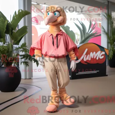 Produktbild von Hellbraunes REDBROKOLY Flamingo-Maskottchenkostüm mit Jogginghose und Krawatte