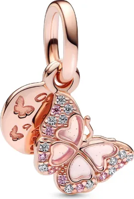 Produktbild von Pandora Charm 782555C01 Pink Butterfly QuoteMetall rose vergoldet