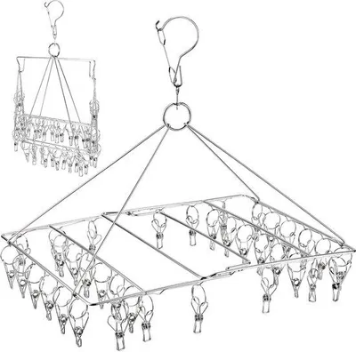 Image de Cintre séchoir à vêtements - acier inoxydable - 36 clips