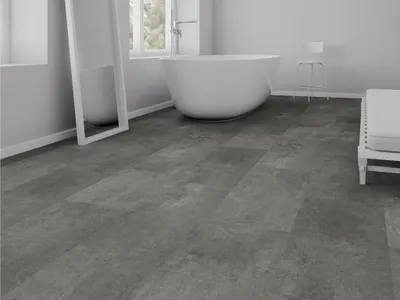 Produktbild von BASICfloor | 1,86 m² | Grau 2,5 m x 20 m Vinylboden Kreta Fliese, wasserfest strapazierfach, mit Tragefunktion, fuer Wohnzimmer Schlafzimmer, Klebeparkett Bodenbelag