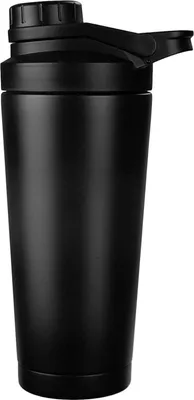 Image de EACHPT Protein Shaker 750ml Noir Acier inoxydable Isolé sous vide BPA Free Anti-Fuite,Bouteille isotherme