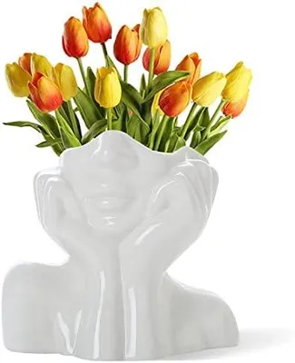 Produktbild von Gesicht vase, Blume Dekor, Keramik K?rper Weibliche Form, Ideale Regal, Moderne Bauernhaus Tisch, Kleine nette Bš¹cherregal Halbgesicht (Stil-C)