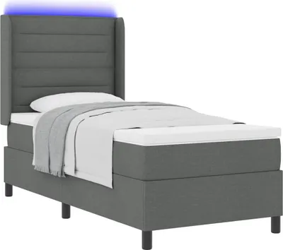 Zdjęcie produktu dla Łóżko z sprężyną LED Ciemnoszary 100 x 200 cm tkanina