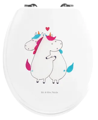 Produktbild von Mr. & Mrs. Panda WC Sitz Einhorn Mitteilung - Weiß - Geschenk, Brille, Unicorn, klo deckel, Klo-Deckel, Toilettendeckel, Liebe, WC-Sitz, Valentinstag, Partner, Einhörner