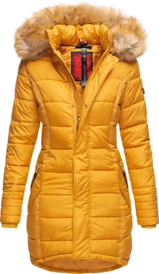 Produktbild von Navahoo PAPAYA Damen Winter Jacke Steppjacke Mantel Parka Kapuze Warm Gefüttert Gelb Gr. 34- XS
