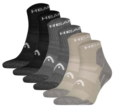 Produktbild von HEAD Uni Quarter-Wandersocken, 6er Pack - Hiking All Climates Quarter 6P, Sportsocken, Logo Schwarz/Grau/Taupe 39-42