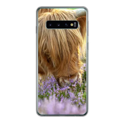 Produktbild von MuchoWow® Handyhülle Schutzhülle Hülle für Samsung Galaxy S10 Schottische Highlander - Gras - Heidekraut - Tiere Silikon Softcase Handy Hülle - Handytasche