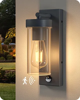 Produktbild von EDISHINE Außenwandleuchte mit Bewegungsmelder, Aluminium, Moderne Wandlampe mit Dämmerungssensor, für Haustür, Terrasse, Garage