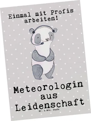 Produktbild von Mr. & Mrs. Panda Postkarte Meteorologin Leidenschaft - Grau Pastell - Geschenk, Postkarten, Ansichtskarten, spruchkarte, bildkarte, Grußkarte