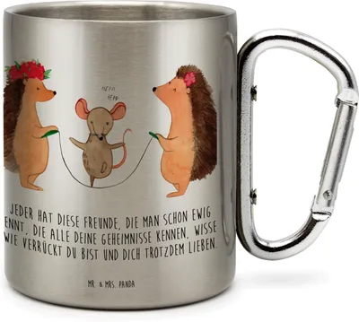 Produktbild von Mr. & Mrs. Panda Edelstahlbecher Igel Seilhüpfen - Transparent - Geschenk, Edelstahl-Thermobecher, thermotasse, Teetasse, Metallbecher, Seilspringen, Maus, Kindergarten