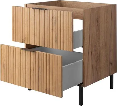 Productafbeelding van Eiken kast met zwarte handgreep, afmetingen 60 x 77 x 46 cm