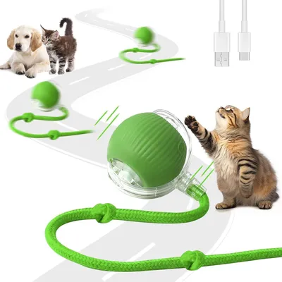 Produktbild von Katzenspielzeug 2 Stück interaktiver Katzenspielzeugball, interaktiver Katzenball mit Schwanz, Katzenspielzeug, elektrischer Katzenball, automatisches