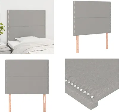 Produktbild von vidaXL Kopfteile 2 Stk. Hellgrau 90x5x78/88 cm Stoff - Kopfteil - Kopfteile - Bett-Kopfteil - Bettkopfteil