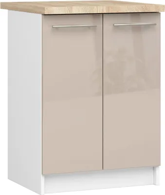 Image de Meuble de cuisine OLIWIA S60 2D Blanc Cappuccino Brillant 60x60 cm