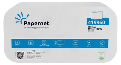 Produktbild von 8x Papernet Toilettenpapier 419960, 3-lagig | Packung (8 Rollen)