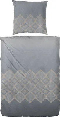 Produktbild von Primera Mako-Satin Bettwäsche 155x220 Rauten Ornamente grau sand 243234-88