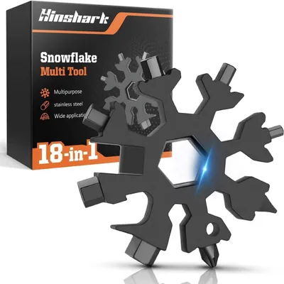 Image de Hinshark 18-en-1 flocon de neige Multi-Tool Noir - Cadeaux pour hommes, remplissage du calendrier de l'avent