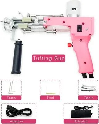 Zdjęcie produktu dla Pistolet do tuftingu, funkcja cięcia i pętelkowania, wysoka prędkość szycia, różowy 2 w 1