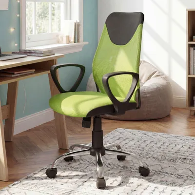 Obrázok produktu pre Detská stolička FineBuy TERNI, zelená, pre deti od 6 rokov, s operadlom, detská otočná stolička, detská kancelárska stolička, ergonomická, stolička pre mládež, výškovo nastaviteľná