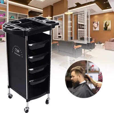 Produktbild von 360Home Rollcontainer Friseurwagen Kosmetik Badregal Arbeitswagen Rollwagen schwarz