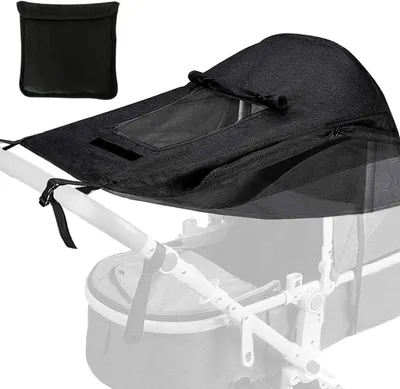 Produktbild von Baby Kinderwagen Sonnenschutz Universal, Verstellbarer Sonnenschutz, Schwarz, Winddichtes Cover