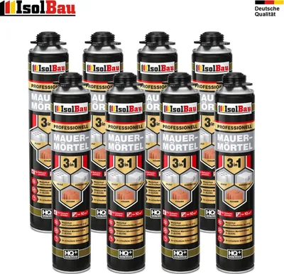 Mauermörtel Pistolenschaum Montageschaum PU-Mauermörtel Klebeschaum 8 x 750ml