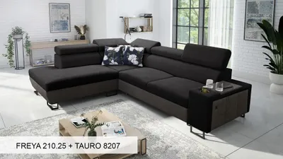Produktbild von Moderne Eckcouch Ecksofa L-Form MELODIE VII - SCHWARZ FREYA 210.25 + TAURO 8207 links/rechts