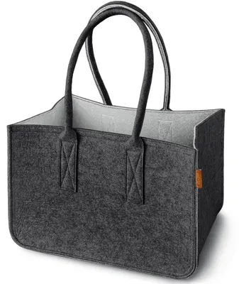 Produktbild von Filz Einkaufskorb 40x27x27cm aus recycelten PET Flaschen mit Innentasche und stabilen Henkeln