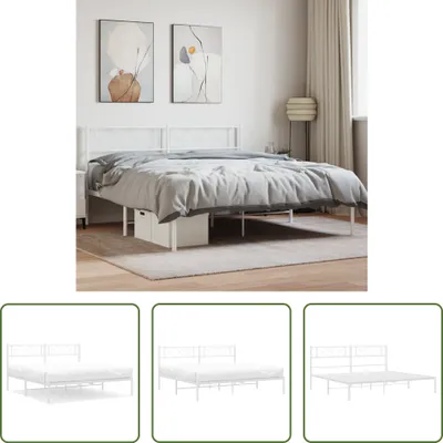 Produktbild von The Living Store Bettgestell mit Kopfteil Metall Weiß 160x200 cm