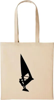 Produktbild von Huuraa Baumwollbeutel Windsurfer Geschenk Einkaufstasche Natural 10 Liter Baumwolle Windsurfer Accessoire
