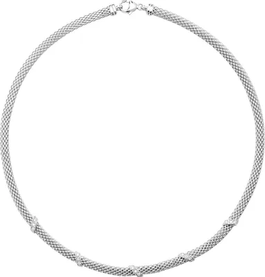 Produktbild von Wunderschöne 925 Sterling Silber (Rhodiniert) Damen - Halskette mit Zirkonia - 43cm*6mm, 9 Gramm; TRS22993