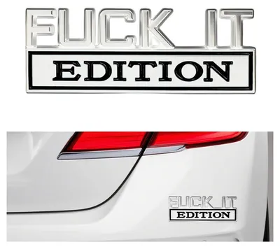 Image de Autocollant 3D "Fuck it" édition argent/noir, métal, 8x3 cm