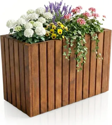 Produktbild von Pflanzkübel Holz massiv TAVO55 - 64x37x55 cm - Wetterfester Kiefer Blumenkasten
