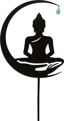 Produktbild von Gartenschild Gartenstecker Buddha schwarz aus Metall Höhe 98 cm Breite 24 cm