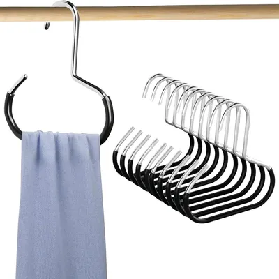 Schalhalter-Set 10er, Metall, platzsparend, Huthaken für Kleiderschrank