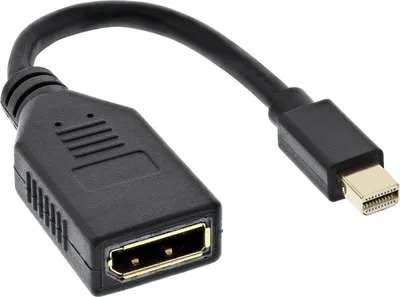 Produktbild von InLine Kabel Mini DisplayPort ST zu DisplayPort BU, 4K2K, schwarz, 0,15m, 0,15 m, Mini DisplayPort, DisplayPort, Männlich, Weiblich, Schwarz