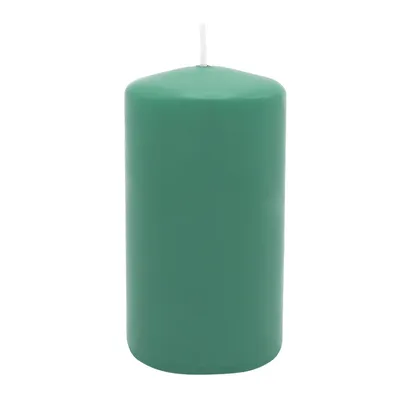 Produktbild von Stumpenkerze aus Paraffin, Smaragd, WENZEL, 130/70 mm, Brenndauer ca. 61h, selbstverlöschend