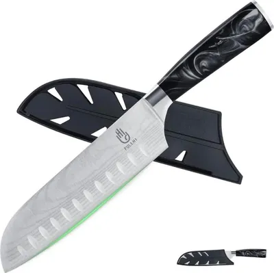 Obrázek produktu pro Nůž Fulli Santoku, 18 cm, nerezová ocel, 2dílný, černý, přesné ostří