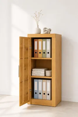 Produktbild von Büroschrank Wildeiche teilmassiv Aktenschrank 52x42x120 #2510
