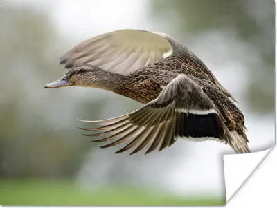 Produktbild von MuchoWow® Poster Ente - Fliegen - Federn 160x120 cm - Foto Plakat