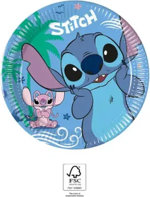 Immagine prodotto di Piatti di carta per feste Stitch e Angel - 19 cm - 8 pz