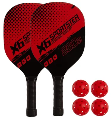 Image de Lot de 2 raquettes de pickleball en bois avec 4 balles Rojo ÚNICA