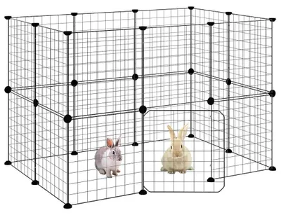 Immagine prodotto di vidaXL Gabbia per animali domestici da 20 pezzi con porta nera 35x35 cm in acciaio