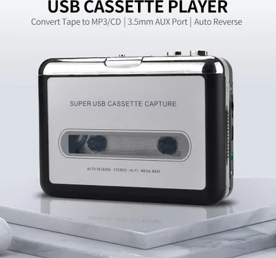 Obrázok produktu pre USB kazetový prehrávač, prenosný, konverzia do formátu MP3/CD, nahrávanie MP3 audio hudby cez