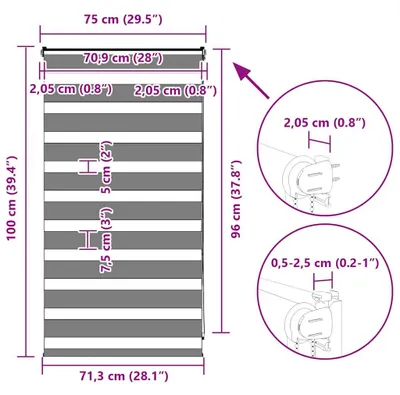 Produktbild von vidaXL Doppelrollo Weiß 75x100 cm Stoffbreite 70,9 cm Polyester