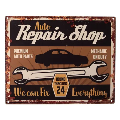 Produktbild von Clayre & Eef Textschild 25x20 cm Braun Eisen Auto