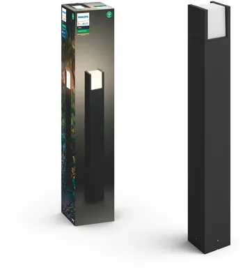 Produktbild von Philips Hue White Fuzo Outdoor Wegeleuchte schwarz, Intelligente Sockel-/Pfostenbeleuchtung, Bluetooth/Zigbee, Schwarz, LED, Metall, Nicht austauschbare(s) Leuchtmittel