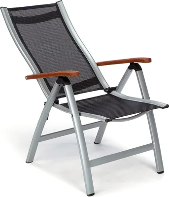 Zdjęcie produktu dla Krzesło składane ASS Comfort S006-M17 srebrno-czarny drewniany podłokietnik Krzesło składane Sun Garden